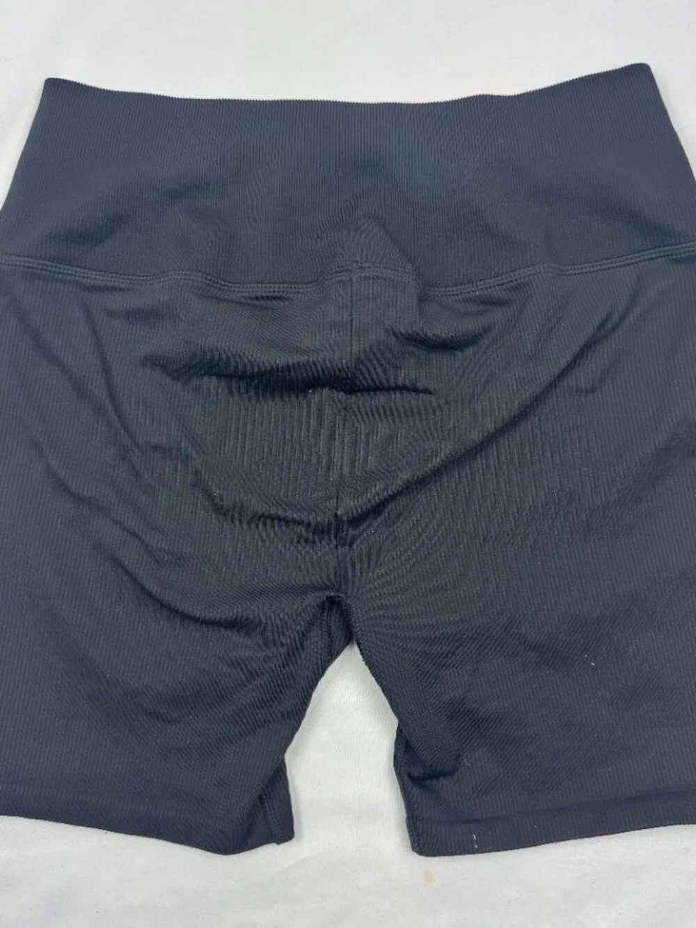 ALO Yoga Womens Seamless Ribbed Favorite Shorts Black Medium Gym Work-Out